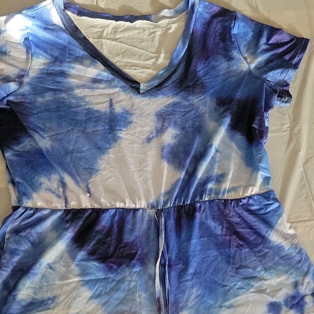 Blue and White Tie-Dye Dress